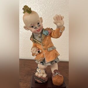 Vintage Mystery Boy Figurine– Decorative Cool Kid Art
